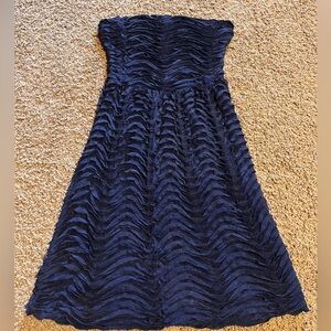 Zara Basic Evening Navy Blue Strapless A-Line Dress
